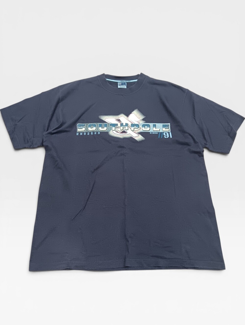Y2k South Pole 91 Navy Blue Graphic Logo Size L
